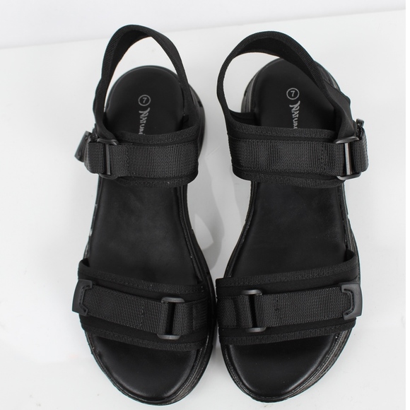 Black Velcro Straps flatform Wedge Sandal - Picture 5 of 6